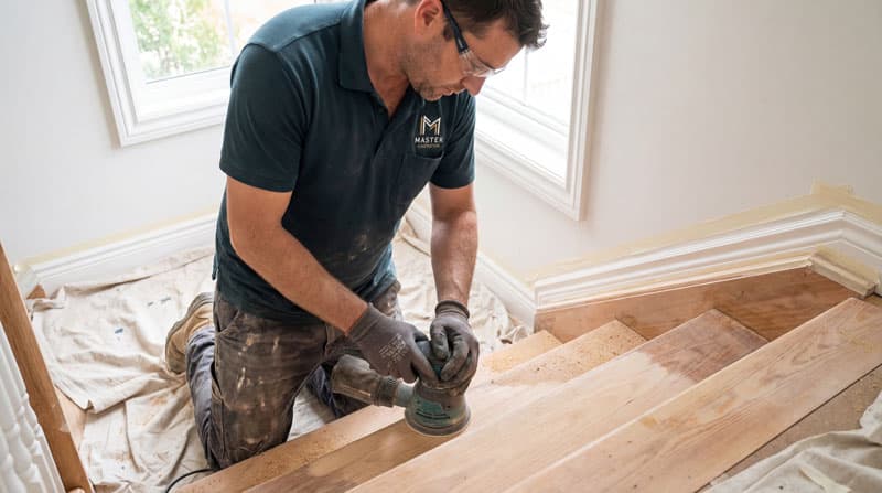 Professional sanding stairs
